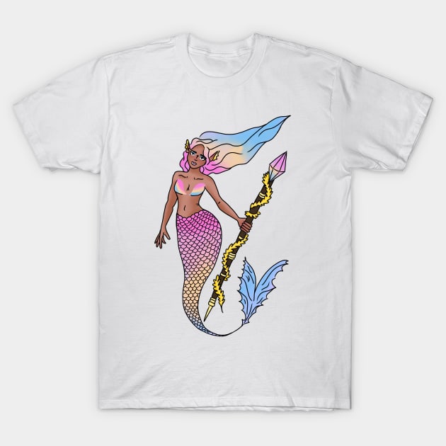 Pan Pride Sunset Mermaid T-Shirt by TheDoodlemancer